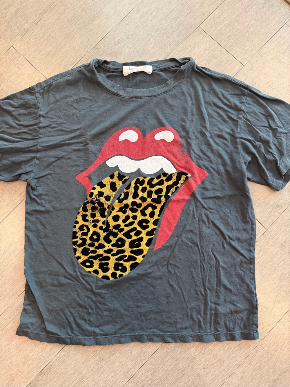 Free People Gray Lips Tee (Super Soft)